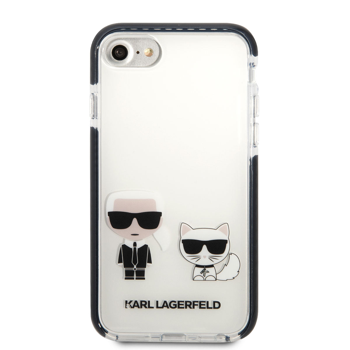 iPhone 7 Kılıf Karl Lagerfeld Kenarları Siyah Silikon K&C Dizayn Kapak