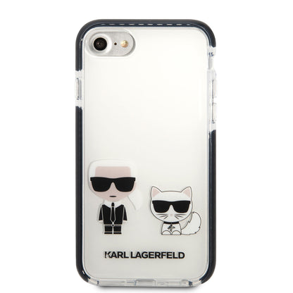 iPhone 7 Kılıf Karl Lagerfeld Kenarları Siyah Silikon K&C Dizayn Kapak
