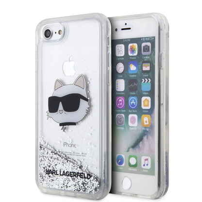 iPhone 7 Kılıf Karl Lagerfeld Sıvılı Simli Choupette Head Dizayn Kapak