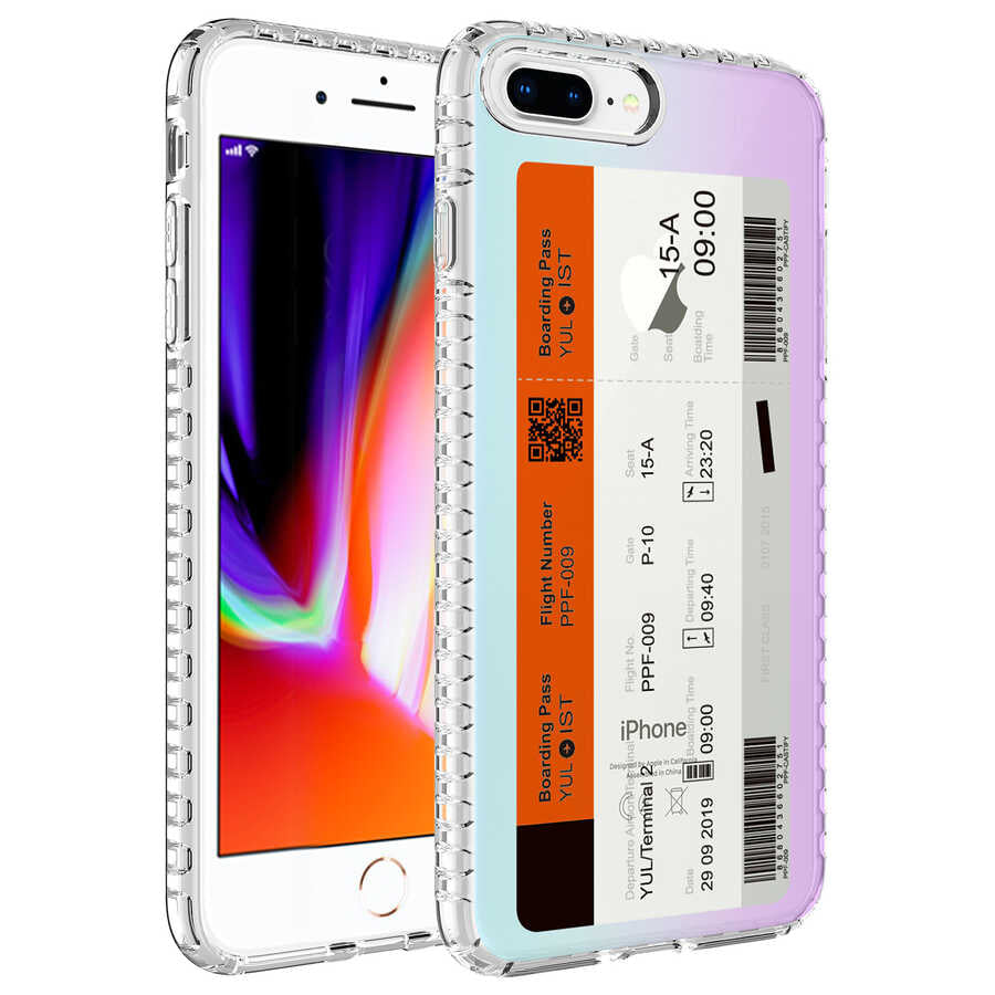 Apple iPhone 7 Plus Kılıf Airbag Kenarlı Renkli Desenli Silikon Zore Elegans Kapak