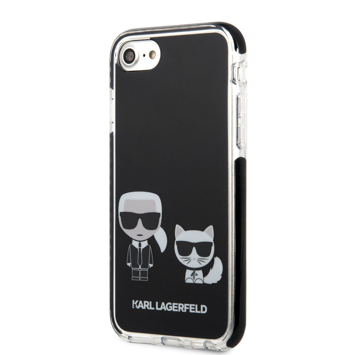 iPhone 8 Kılıf Karl Lagerfeld Kenarları Siyah Silikon K&C Dizayn Kapak
