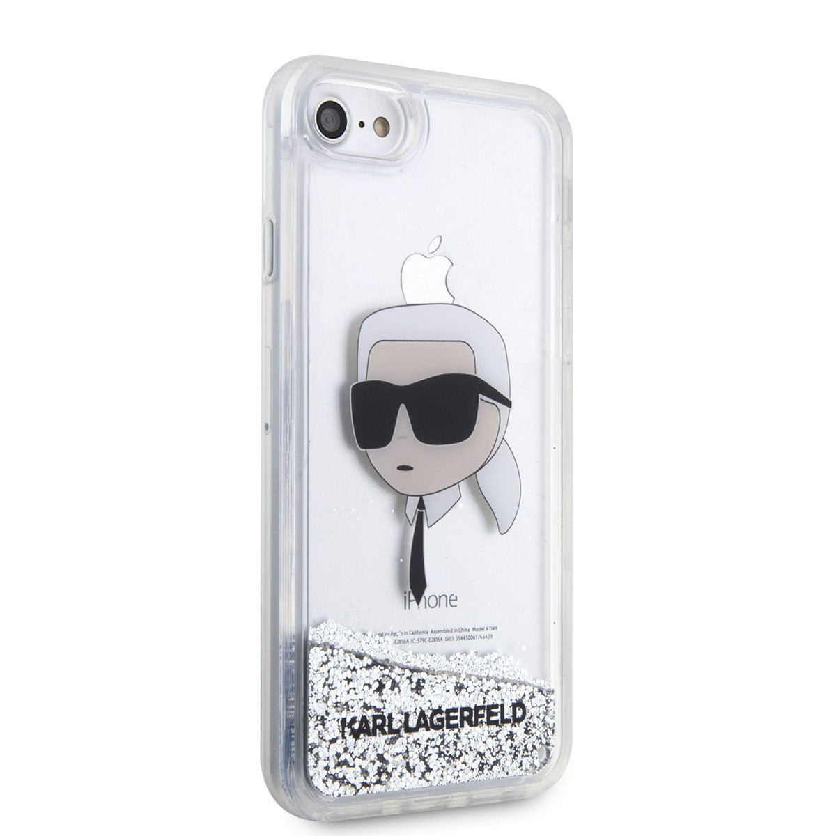 iPhone 8 Kılıf Karl Lagerfeld Sıvılı Simli Karl Head Dizayn Kapak