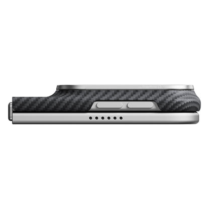 Apple iPhone Duo Kılıf M-safe Şarj Özellikli 600D Aramid Karbon Fiber Pitaka Edge Serisi Black-Grey Twill Kapak