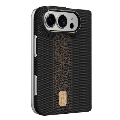 Apple iPhone Duo Kılıf M-safe Şarj Özellikli Raptic Aramid SkinPro Rise Serisi 24 Ayar Altın Kaplamalı Karbon Kapak