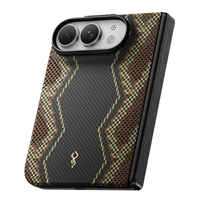 Apple iPhone Duo Kılıf M-safe Şarj Özellikli Raptic Aramid SkinPro Scepter Serisi Karbon Kapak