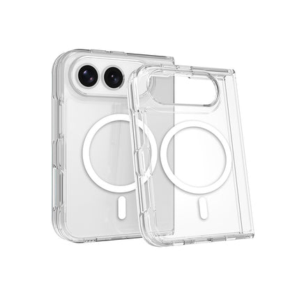 Apple iPhone Duo Kılıf Zore M-safe Şarj Özellikli Şeffaf Kamera Çerçeveli UTS PC Kapak