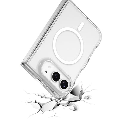 Apple iPhone Duo Kılıf Zore M-safe Şarj Özellikli Şeffaf Kamera Çerçeveli UTS PC Kapak