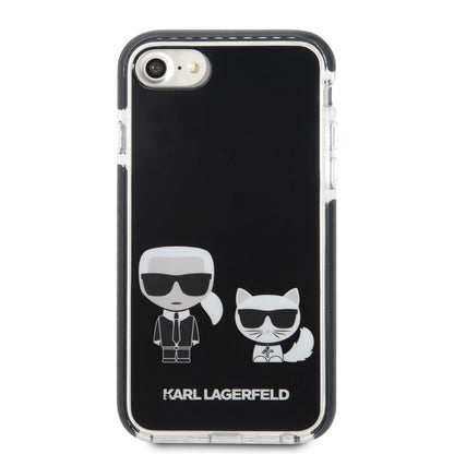 iPhone SE 2020 Kılıf Karl Lagerfeld Kenarları Siyah Silikon K&C Dizayn Kapak