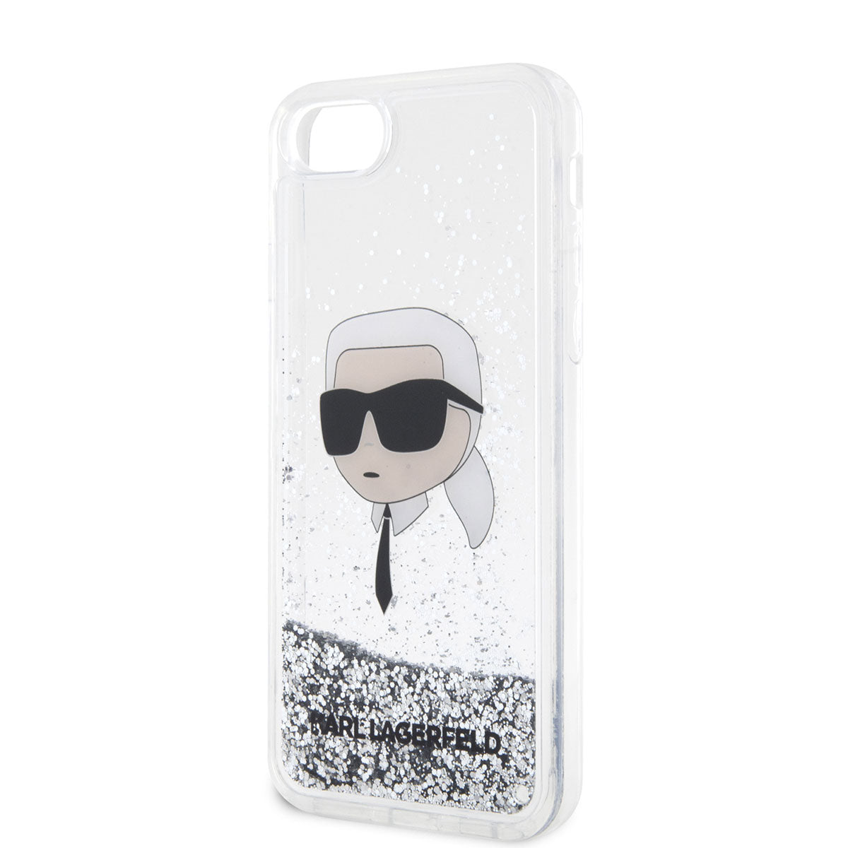 iPhone SE 2020 Kılıf Karl Lagerfeld Sıvılı Simli Karl Head Dizayn Kapak