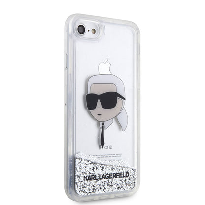 iPhone SE 2020 Kılıf Karl Lagerfeld Sıvılı Simli Karl Head Dizayn Kapak