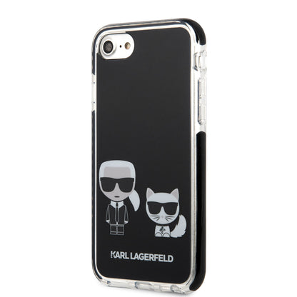 iPhone SE 2022 Kılıf Karl Lagerfeld Kenarları Siyah Silikon K&C Dizayn Kapak