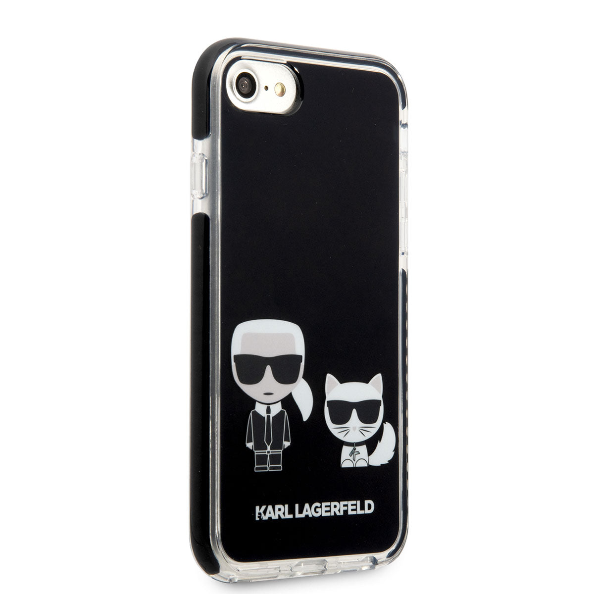 iPhone SE 2022 Kılıf Karl Lagerfeld Kenarları Siyah Silikon K&C Dizayn Kapak