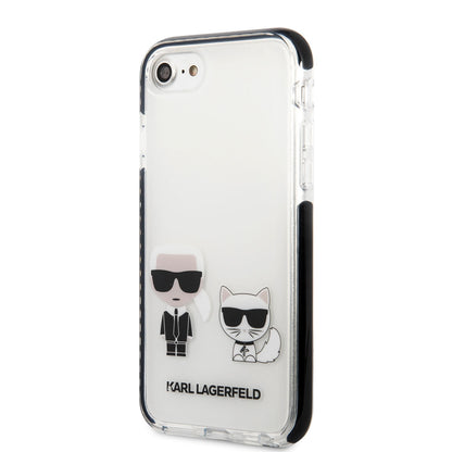 iPhone SE 2022 Kılıf Karl Lagerfeld Kenarları Siyah Silikon K&C Dizayn Kapak