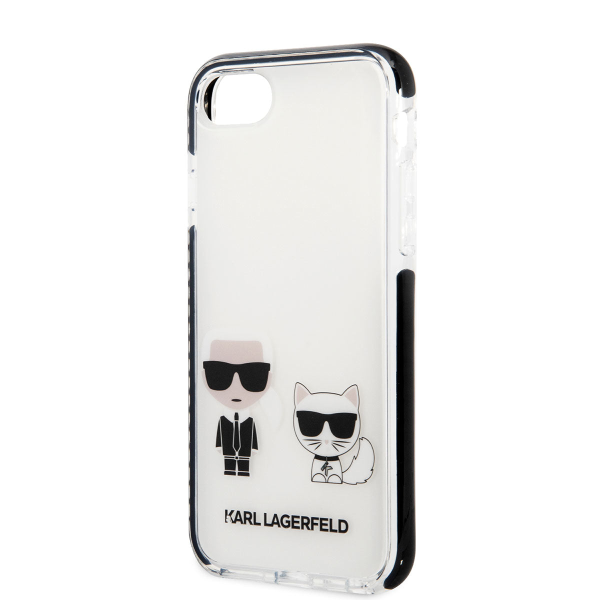 iPhone SE 2022 Kılıf Karl Lagerfeld Kenarları Siyah Silikon K&C Dizayn Kapak