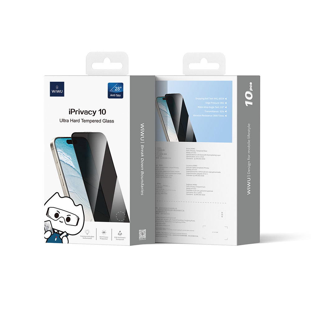 iPhone XR 6.1 Wiwu GT-015 Oleofobik Darbeye Karşı Dayanıklı Temperli Ekran Koruyucu 10'lu Paket