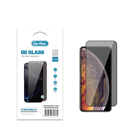 iPhone XS 5.8 Go Des OG Glass Privacy Antistatik Temperli Cam Ekran Koruyucu