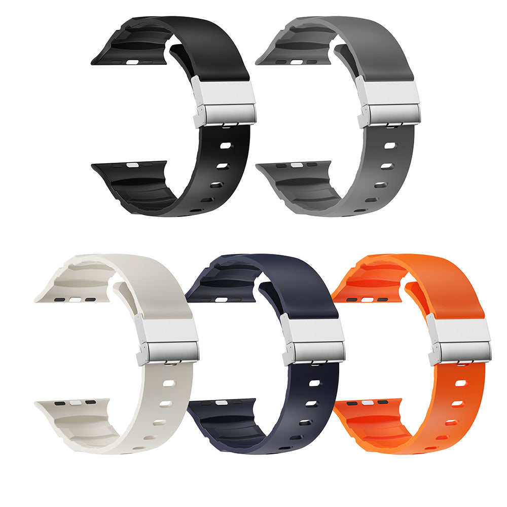 Apple Watch 10 46mm Zore KRD-145 Metal Tokalı Silikon Kordon
