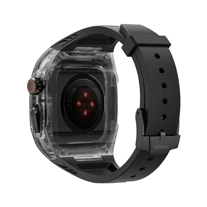 Watch 42mm Wiwu Wi-WB013 Rambo Serisi 2in1 Şeffaf PC Kasa Koruyuculu Kauçuk Kordon