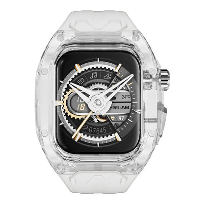 Watch 42mm Wiwu Wi-WB013 Rambo Serisi 2in1 Şeffaf PC Kasa Koruyuculu Kauçuk Kordon