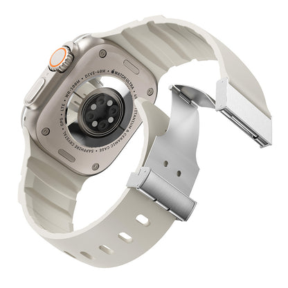Apple Watch 42mm Zore KRD-145 Metal Tokalı Silikon Kordon