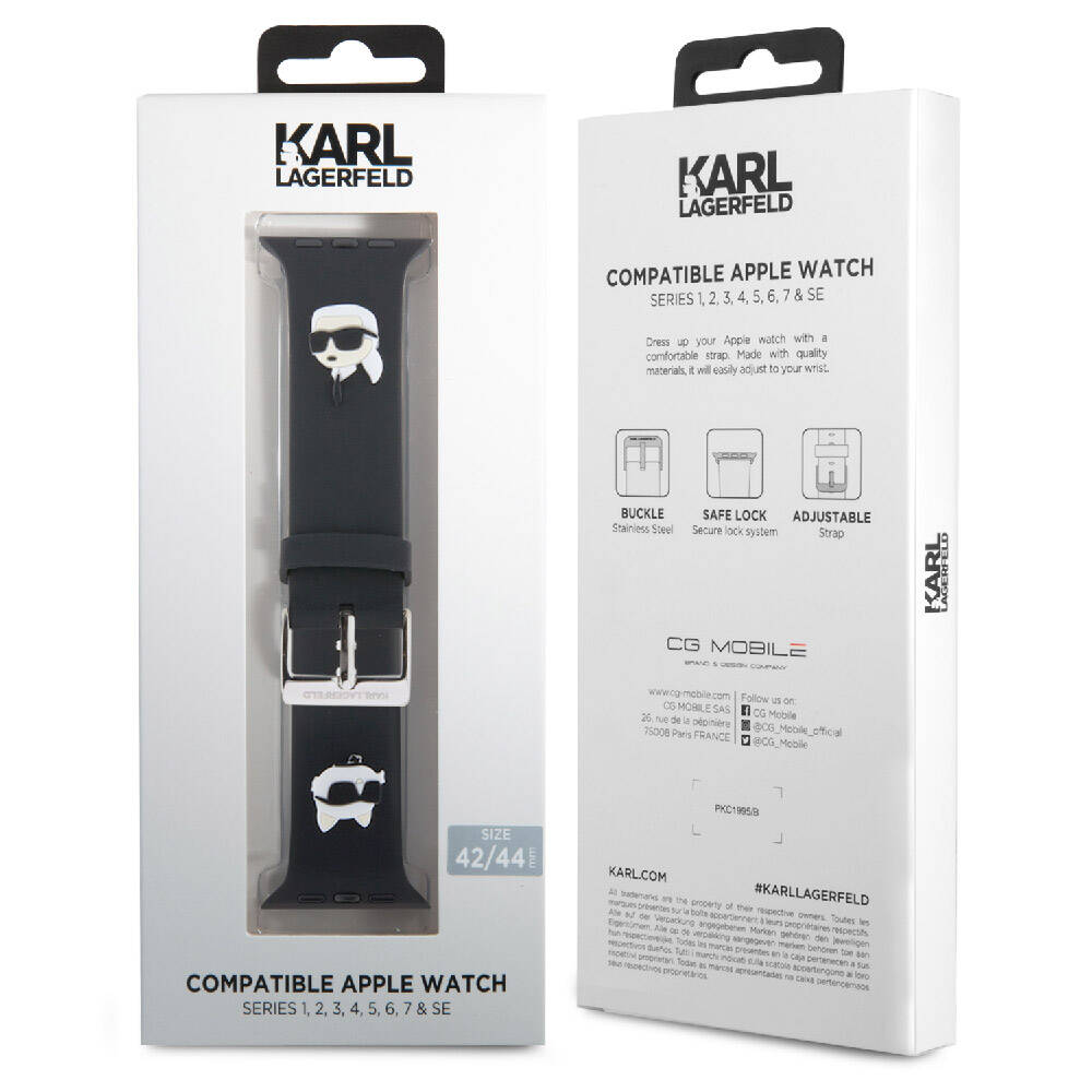 Watch 44mm Karl Lagerfeld Orjinal Lisanslı İkonik Karl & Choupette Logolu Silikon Kordon