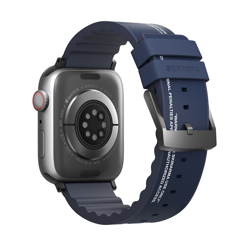 Watch 44mm SkinArma Taihi Sora Yazı Desenli Deri Görünümlü Silikon Kordon