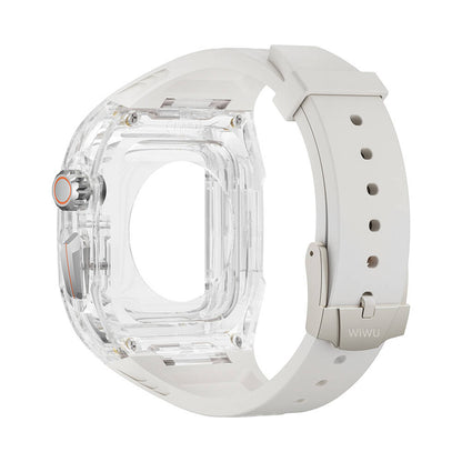 Watch 44mm Wiwu Wi-WB013 Rambo Serisi 2in1 Şeffaf PC Kasa Koruyuculu Kauçuk Kordon