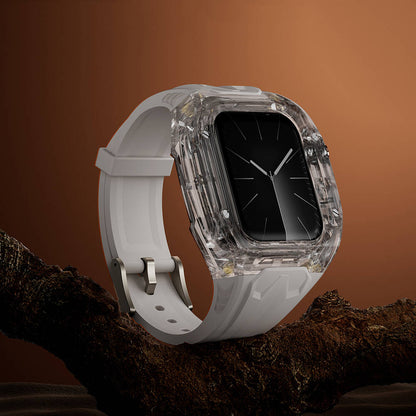 Watch 44mm Wiwu Wi-WB013 Rambo Serisi 2in1 Şeffaf PC Kasa Koruyuculu Kauçuk Kordon