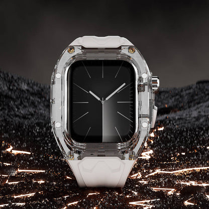 Watch 44mm Wiwu Wi-WB013 Rambo Serisi 2in1 Şeffaf PC Kasa Koruyuculu Kauçuk Kordon