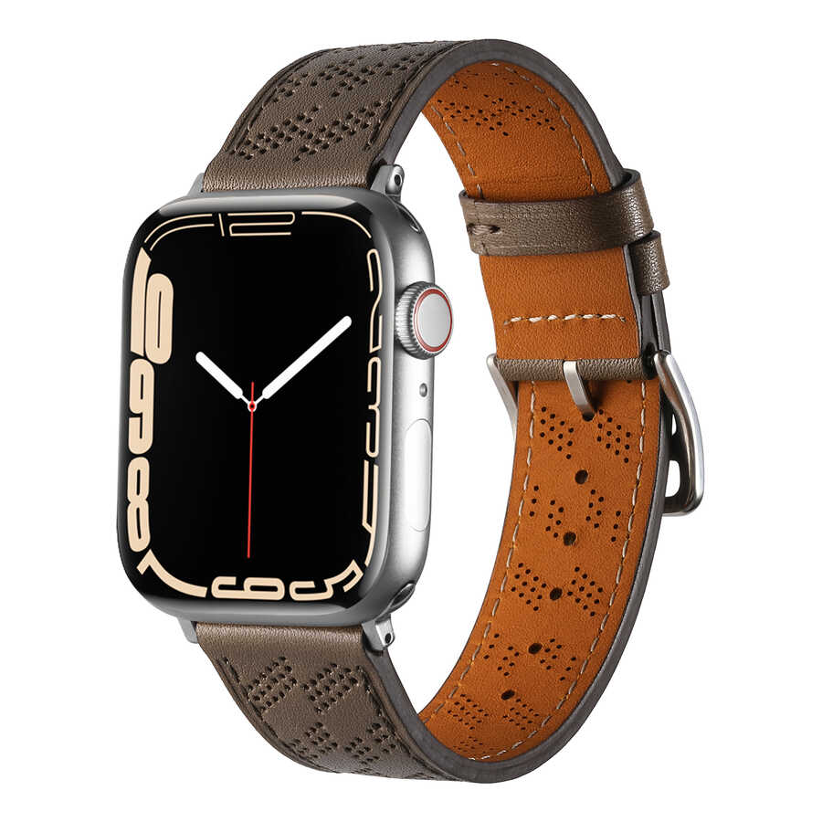 Apple Watch 7 41mm KRD-76 PU Deri Kordon Strap Kayış