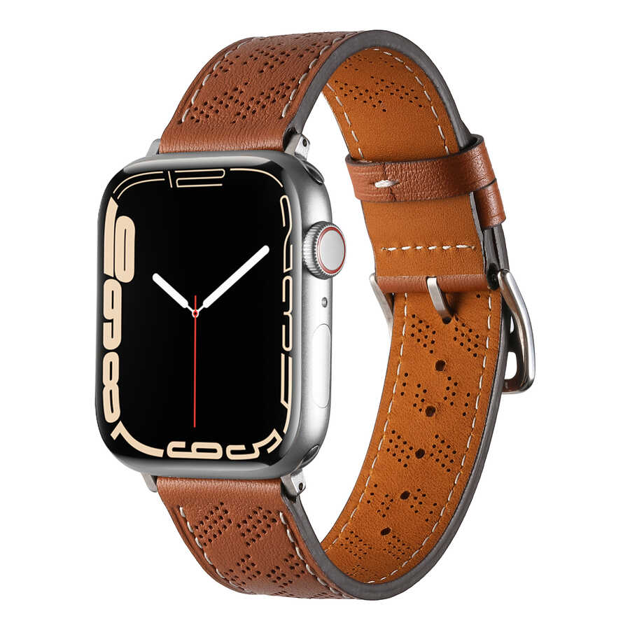 Apple Watch 7 45mm KRD-76 PU Deri Kordon Strap Kayış