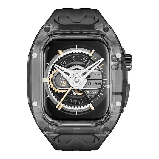 Watch 7 45mm Wiwu Wi-WB013 Rambo Serisi 2in1 Şeffaf PC Kasa Koruyuculu Kauçuk Kordon
