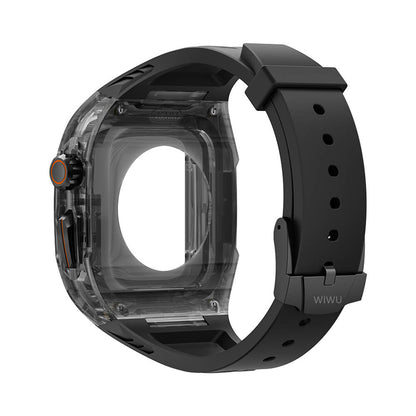 Watch 7 45mm Wiwu Wi-WB013 Rambo Serisi 2in1 Şeffaf PC Kasa Koruyuculu Kauçuk Kordon