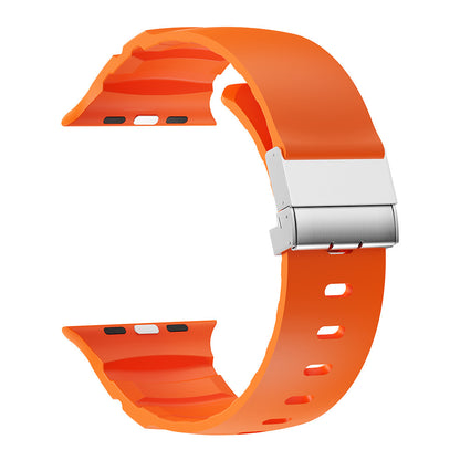 Apple Watch 7 45mm Zore KRD-145 Metal Tokalı Silikon Kordon