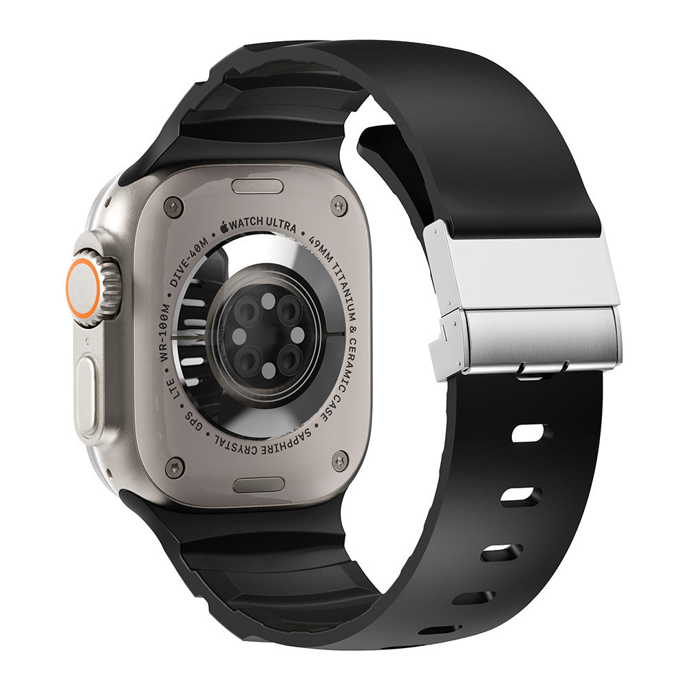 Apple Watch 7 45mm Zore KRD-145 Metal Tokalı Silikon Kordon
