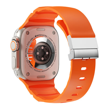 Apple Watch 7 45mm Zore KRD-145 Metal Tokalı Silikon Kordon