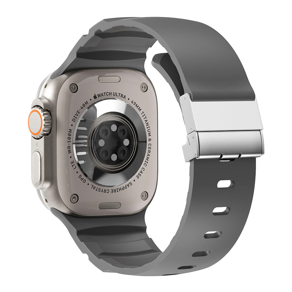 Apple Watch 7 45mm Zore KRD-145 Metal Tokalı Silikon Kordon