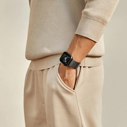 Watch Serisi Uyumlu Karbon Fiber Pitaka Modern Serisi Black-Grey Twill Universal Kordon