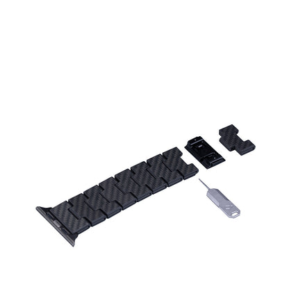 Watch Serisi Uyumlu Karbon Fiber Pitaka Retro Serisi Black-Grey Twill Universal Kordon