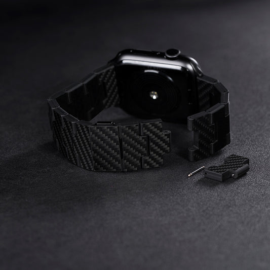 Watch Serisi Uyumlu Karbon Fiber Pitaka Retro Serisi Black-Grey Twill Universal Kordon