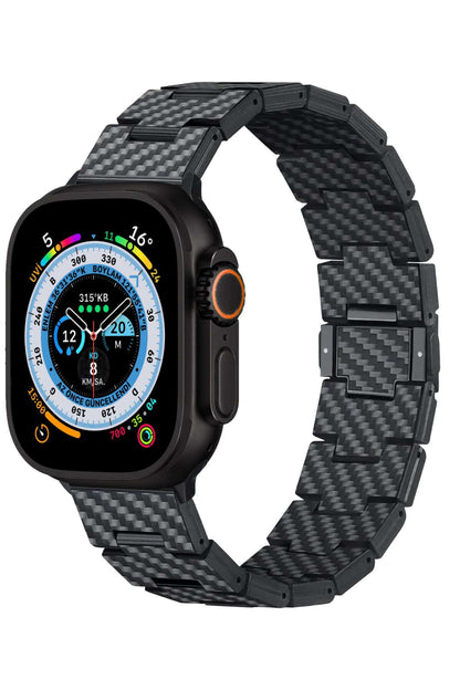 Watch Serisi Uyumlu Karbon Fiber Pitaka Retro Serisi Black-Grey Twill Universal Kordon