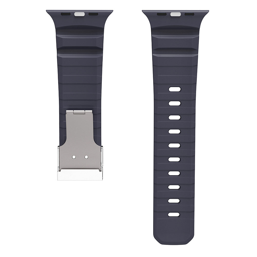 Apple Watch Ultra 49mm Zore KRD-145 Metal Tokalı Silikon Kordon