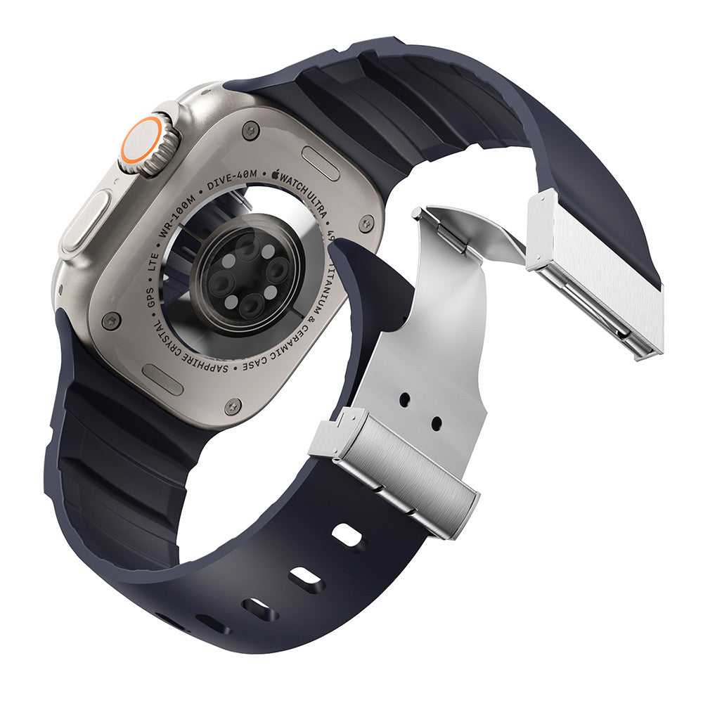 Apple Watch Ultra 49mm Zore KRD-145 Metal Tokalı Silikon Kordon