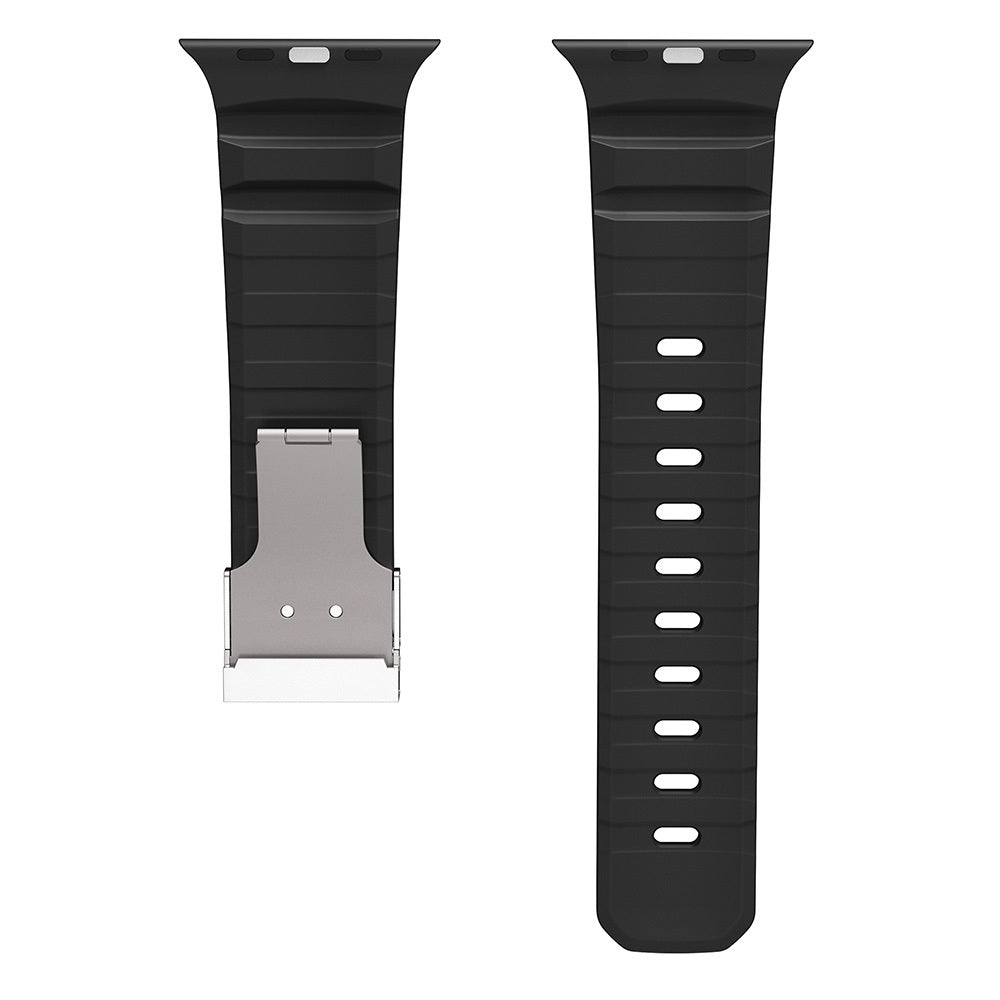Apple Watch Ultra 49mm Zore KRD-145 Metal Tokalı Silikon Kordon