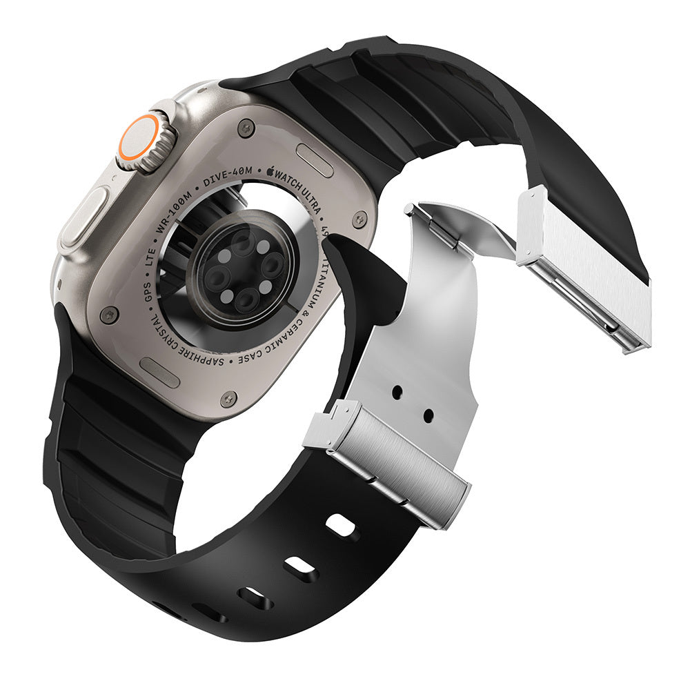 Apple Watch Ultra 49mm Zore KRD-145 Metal Tokalı Silikon Kordon