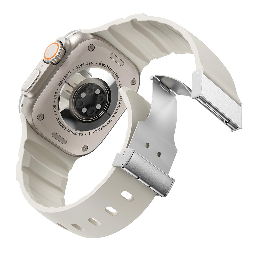 Apple Watch Ultra 49mm Zore KRD-145 Metal Tokalı Silikon Kordon