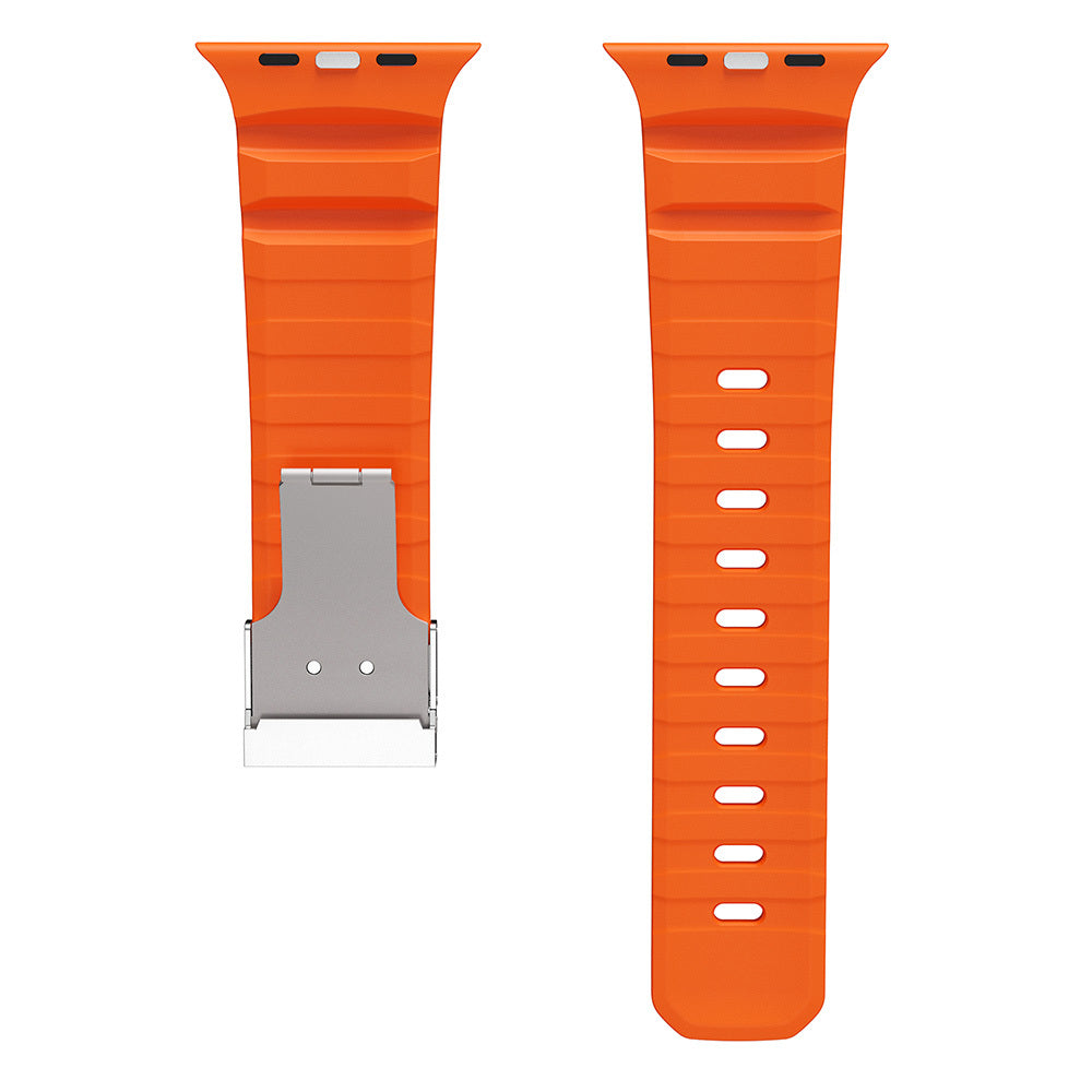 Apple Watch Ultra 49mm Zore KRD-145 Metal Tokalı Silikon Kordon