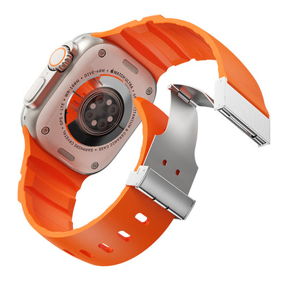 Apple Watch Ultra 49mm Zore KRD-145 Metal Tokalı Silikon Kordon