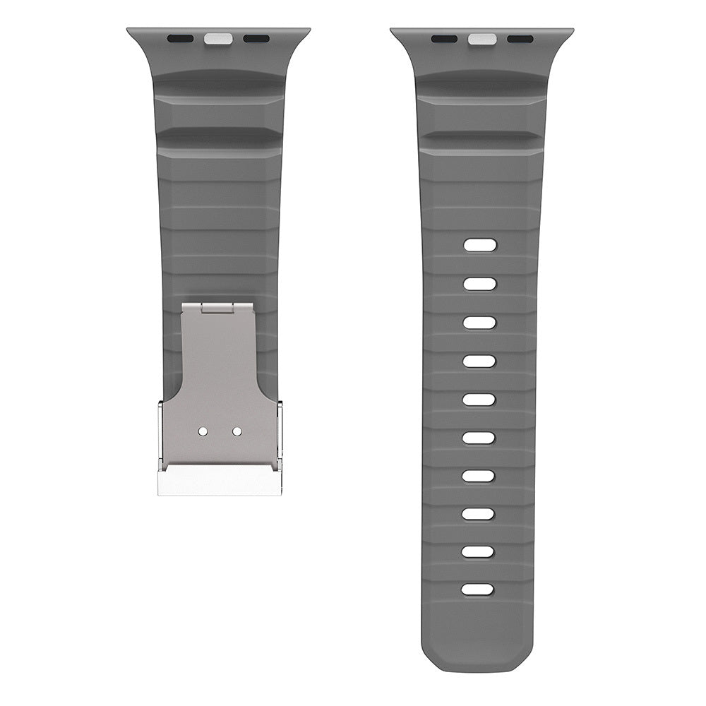 Apple Watch Ultra 49mm Zore KRD-145 Metal Tokalı Silikon Kordon