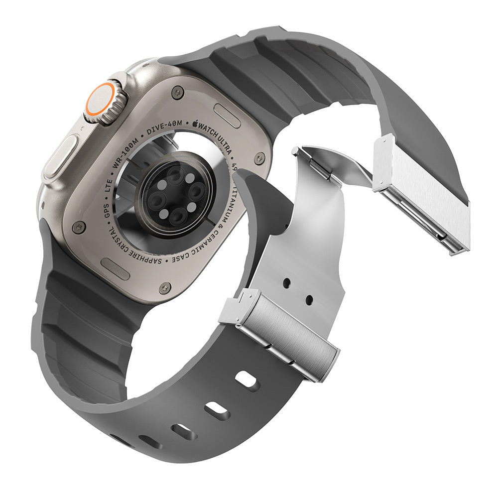 Apple Watch Ultra 49mm Zore KRD-145 Metal Tokalı Silikon Kordon